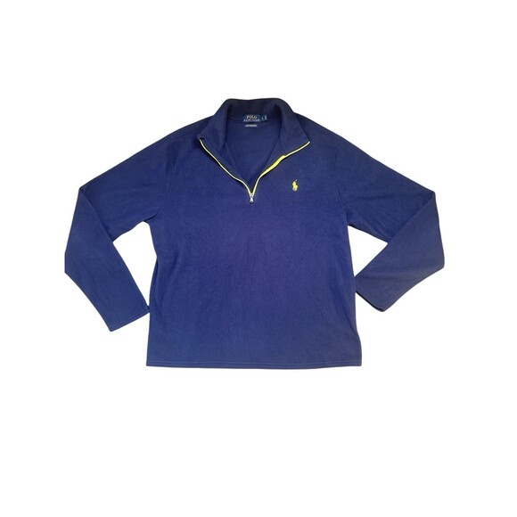 Polo Ralph Lauren Mens Navy Performance Fleece 1/4 Zip Pull Over Sweater Size Lg - Picture 1 of 4